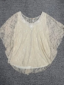 Lavish- Plus Cream Lace Pullover Top, Blouse Lined SZ 2X, Stretchy Tunic Nice - Picture 1 of 10