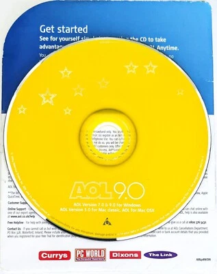 America Online Collectible Program Disc, Vintage AOL UK CD "Yellow Stars" Design - Image 1 of 4
