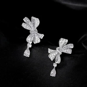 Women Diamond Earring Studs Lab Grown 3 Carat Multy Shape 14k White Gold - Picture 1 of 10