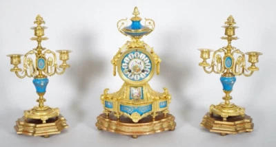 Garniture de cheminée porcelaine style Sèvres - Photo 1/4