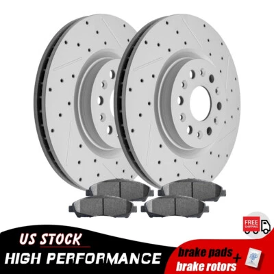 Front Drilled Brake Rotors Ceramic Pads for 2018-2020 Buick Enclave Cadillac XT5 - Image 1 of 4
