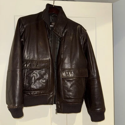 Jaqueta de couro Danier masculina marrom forrada Canadá Bomber tamanho 40 - Imagem 1 de 3