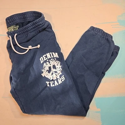 Denim Tears XXL Cotton Peace Wreath Sweatpants Navy USA Rare Streetwear Elastic - Image 1 of 4