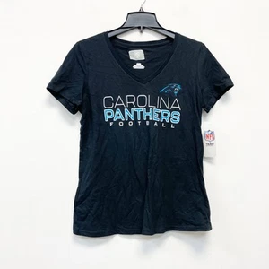 NFL Team Apparel Women's Carolina Panthers V Neck T Shirt Black Size M - Picture 1 of 5