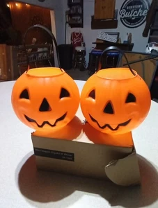2 Vintage 1980 Carolina Enterprises 6" Pumpkin Jack O'Lantern Blasform Eimer Eimer - Bild 1 von 5