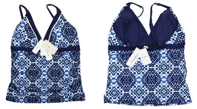 Tommy Bahama XS Cowrie Fruncido Sobre el Hombro Traje de Baño Tankini Top Nuevo con Etiquetas Azul Marino Foto 1 de 3
