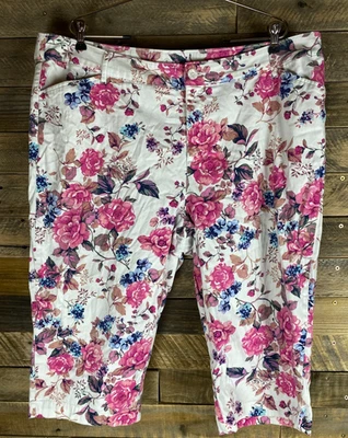 Pantalones capri elásticos St Johns Bay talla grande 20W estampado de flores Foto 1 de 4