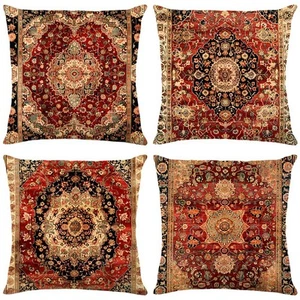 Boho Pillow Covers 18x18 Set of 4 Throw Pillow Covers Double Sided Pattern Fa... - Picture 1 of 6