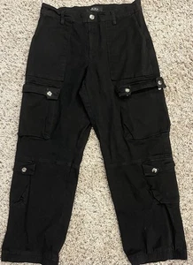 Akira Black Cargo Pants 6 Pockets Casual Goth Skater Size L - Picture 1 of 4