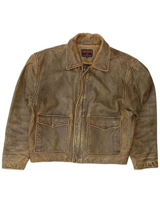 BOMB BOOGIE Mens Leather Jacket UK 44 2XL Brown Leather Biker MU11 - Image 1 of 3