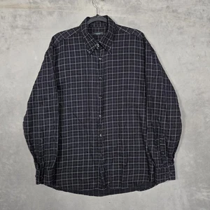 Camisa de franela Canali Sportswear para hombre XL rejilla a cuadros gris abotonada - Imagen 1 de 11