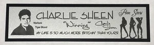 Charlie Sheen "Winning" Namensschild für signiertes Fotoposter oder Vitrine  - Bild 1 von 2