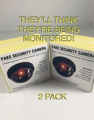 NEW 2 Dummy/Fake CCTV Security Dome Camera with Flashing Red LED Light! - Image 1 of 4