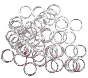 Jewelry split rings 8mm Silver pl jump rings 50 pcs charm clasp FPC002a - Picture 1 of 3