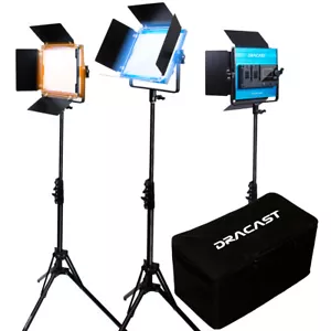 Dracast LED500 X Series Bi-Color LED 3 Light Kit with Nylon Padded Travel Case - Picture 1 of 8