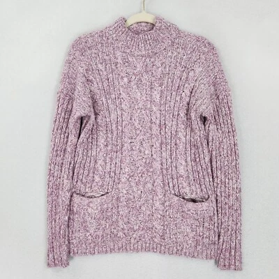 Abercrombie Fitch Sweater Womens Small Pink Mock Neck Cable Knit Casual Pullover - Image 1 of 4