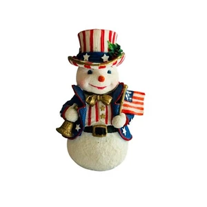 Patriotic American Snowman Figurine Around the World 1997 Roman Inc 3.75" - Picture 1 of 4