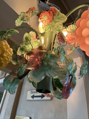 Vintage Cesare TOSO MCM Murano Art Glass Grapes Floral Ceiling Lamp Light WOW!! Cover