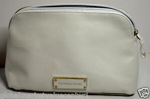 Victoria's Secret White & Ivory Cosmetic make up Bag Purse Wallet Clutch NEW