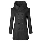 Sophisticated Men's Hooded Trench Coat Double Breasted Outwear Cardigan