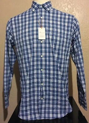 NUEVA Camisa Peter Millar Crown Deportiva Verano Confort Para Hombre Talla Mediana Azul Cuadros M Foto 1 de 4