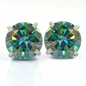 7.00 Ct Certified Blue Treated Diamond Studs Earrings in 925 Sterling Silver ! - Picture 1 of 6