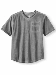 Wonder Nation Boys V Neck Pocket T Shirt Medium (8) Solid Black Soot NEW - Picture 1 of 1