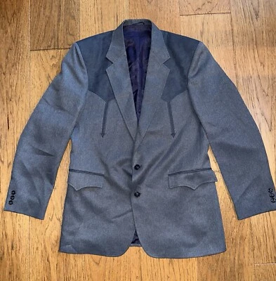 Chaqueta Circle S Adulto 42L Gris Azul Western Blazer Hecha en EE. UU. Dallas Texas Hombres Foto 1 de 4