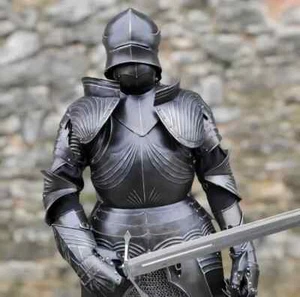 Medieval Knight Steel , Battle Armet Gothic Full Body Armor Suit - Armor Costume - Picture 1 of 9