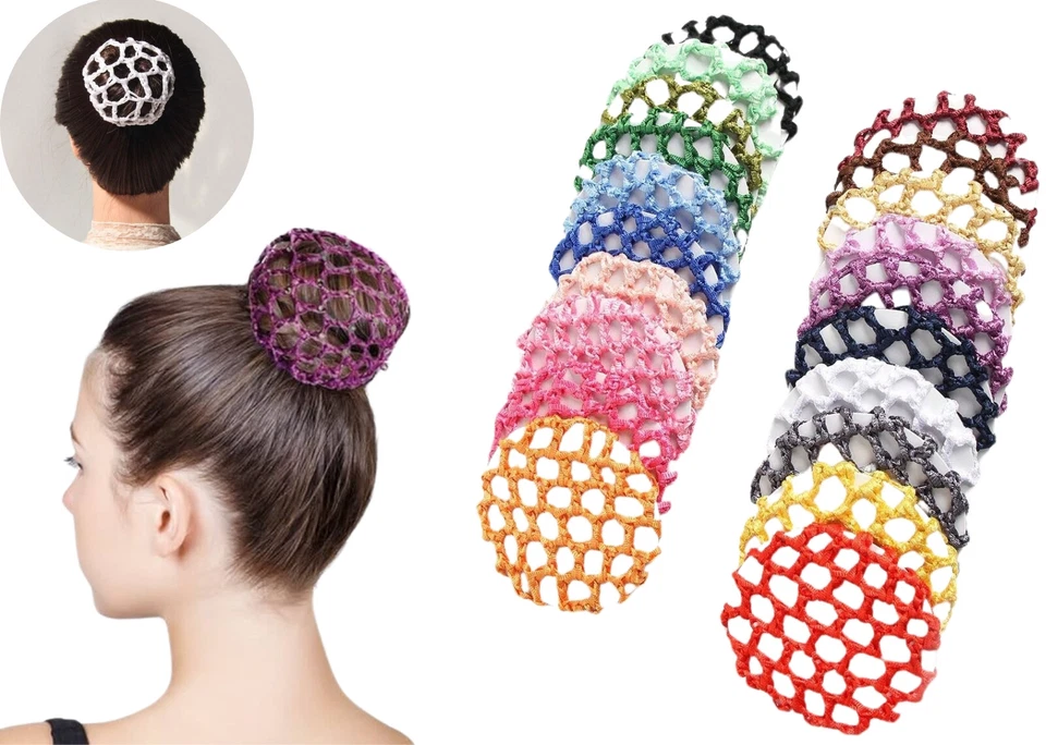 Girl's PLAIN Crochet Hair Bun Net Cover Ballet Dance Gymnastics Equestrian - Image 1 of 1