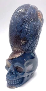 Calavera de cristal tallada Geoda de ágata natural de 5,5"" súper realista, decorador del hogar - Imagen 1 de 9