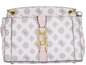 Guess Women's Briana Handbag Dual Compartment Society Crossbody Cream Logo - Picture 1 of 7