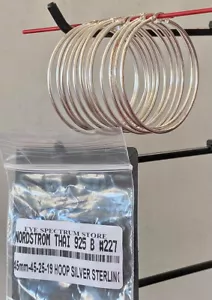 Nordstrom Thai 925 Reifen Silber Sterling Ohrringe 45 mm $ 45 neu ohne Etikett #227 - Bild 1 von 1