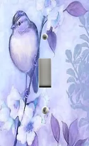 Light Switch Plate Outlet Cover CHIC SONG BIRD SHABBY FLOWERS BLUE LAVENDER - Picture 1 of 26