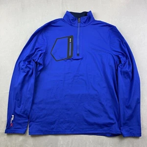 Camiseta deportiva de golf Ralph Lauren RLX de rendimiento para hombre 1/4 cremallera azul medio manga larga - Imagen 1 de 14