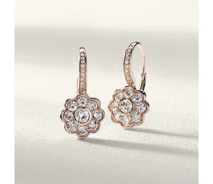 Round Cut Simulated Diamond Women's Drop/Dangle Earrings In 14k Rose Gold Plated - Picture 1 of 4