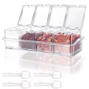 Kitchen Spice Pots 4 Pieces Clear Seasoning Box Storage Container Condiment Jars - Picture 1 of 9