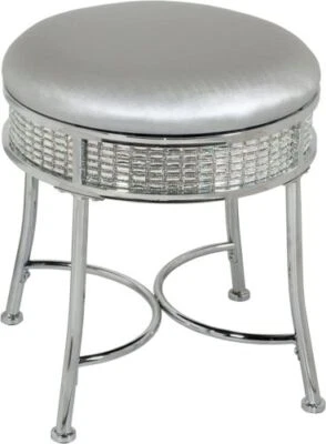 Hillsdale Furniture Glam Backless Diamond Band Vanity Stool Chrome - Image 1 of 4