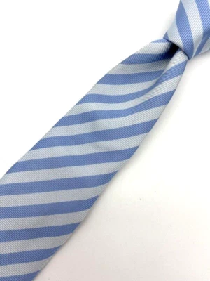 Corbata de hombre Isaia 59" X 3 1/4" azul sobre rayas azules seda fina siete pliegues Foto 1 de 4