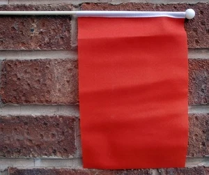 PLAIN RED HAND WAVING FLAG medium 9" X 6" wooden pole flags START END RACE - Picture 1 of 1