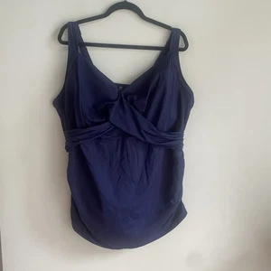 Lands End Damen Tankini Badeoberteil Plus 22W DDD Bügel dunkelblau - Bild 1 von 10