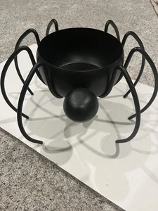 Halloween Black Metal Spider Candy Bowl Candle Holder Spooky Decor 6.5” Tall - Picture 1 of 4