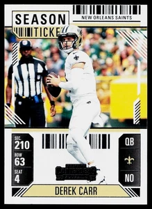 2024 Panini Contenders Season Ticket - Derek Carr #72 - New Orleans Saints - Picture 1 of 2