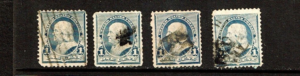 1890-3 U.S. CLASSIC Regular Issue  1c Dl Blue FRANKLIN Lot of 3  Sc# 219  Used - Image 1 of 1
