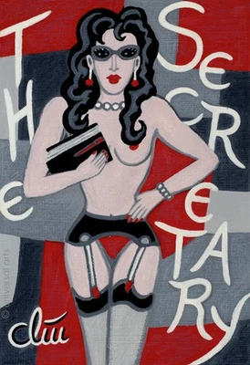 JACQUELINE DITT - The Secretray A2 gross DRUCK Akt Girl Erotik Pin Up - Bild 1 von 3