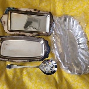 Lot Of 4 Silver Plated WMF Ikora Footed Dish Sheffield Serving Spoon Eales Trays - Picture 1 of 16