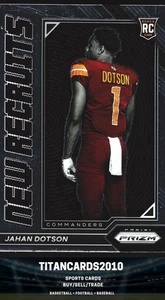 Jahan Dotson 2022 Panini Prizm New Recruits Rookie RC Washington Commanders #NR9 - Foto 1 di 2