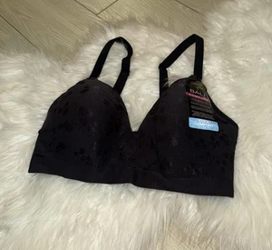 Bali Comfort Revolution Jacquard T-Shirt Bra WF Womens M Medium Black DF3643 New - Picture 1 of 6