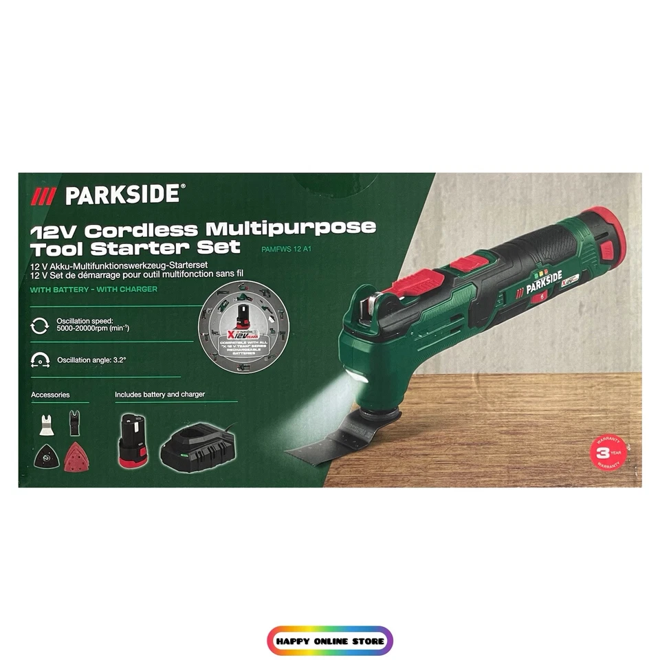PARKSIDE® 12 V Akku Multifunktionswerkzeug mit Akku 2 Ah und Ladegerät Neu Ovp - Bild 1 von 1