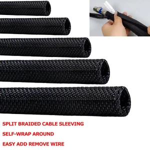 Cable Protectors Resist High Temp Self-Closed Split Braided Wire Sleeving Tube - Picture 1 of 18